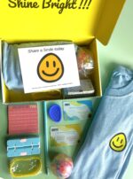 A box with some items sitting on top of it